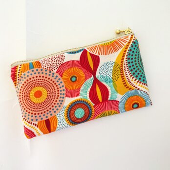 フランス生地　ポリエステル　太陽に引き寄せられる花花　ポーチ（MS)　カード入れ　コスメ入れ　薬入れ