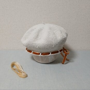 16年前のデザイン復刻｜おとなしめベルベットリボンのベレー帽一点もの（オフホワイトに近いホワイト）+替えリボン