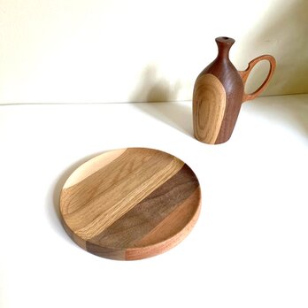 寄せ木のトレイ　Φ14cm