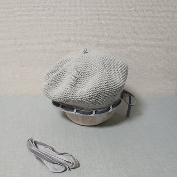 16年前のデザイン復刻｜おとなしめベルベットリボンのベレー帽一点もの（シルバーグレー）+替えリボンのコピー