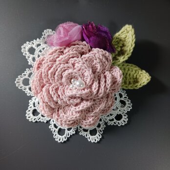 バラモチーフ　コサージュ　ハンドメイド