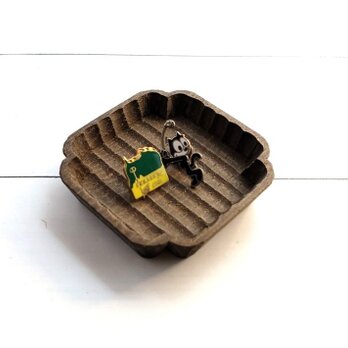 「小さく可愛らしい我谷盆 栗渋染め」木製トレイ コースター アクセサリートレイ 菓子皿