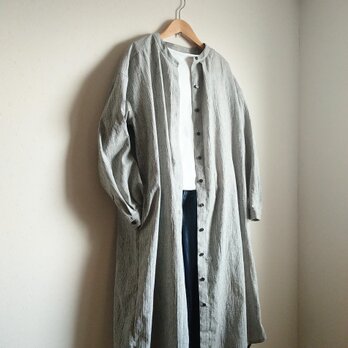 スタンドカラーシャツワンピース ストライプ Ｍ～Ｌサイズ