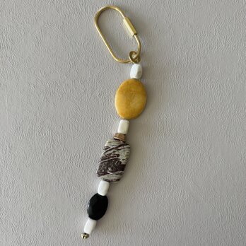 ブラウンイエロー系大粒ジャスパーのバッグチャーム