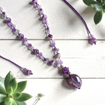 アメジストのフリーサイズネックレス　Y-2127