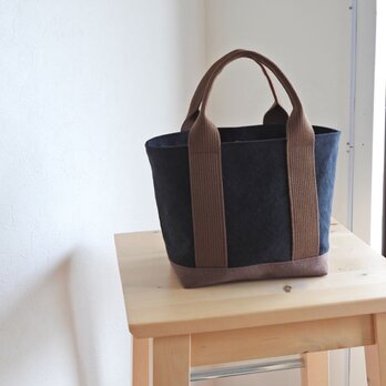 キャンバスベビーシンプルトート　ブラック／ダークブラウン