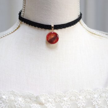 【受注製作】レジンアート　ラウンドモチーフとタティングレースとベルベットリボンのチョーカー〈アフロディーテ〉