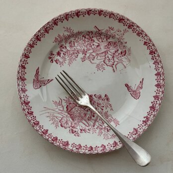 【1点のみ】フランスアンティークプレート 赤のディナープレート