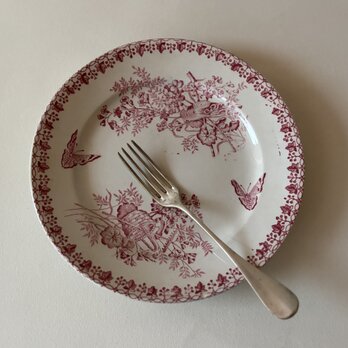 【1点のみ】フランスアンティークプレート 赤のディナープレート