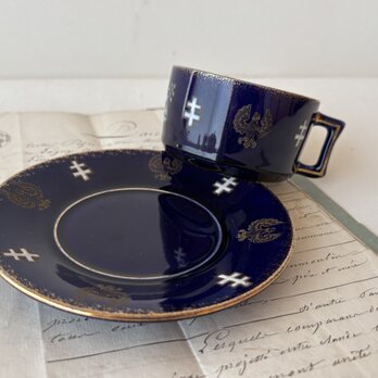 【金継ぎお直し済み】 K&G Luneville /K&Gリュネヴィル ロレーヌ十字 カップ&ソーサー