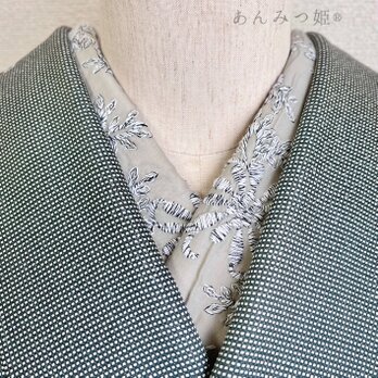 綿の刺繍半衿 まだら糸