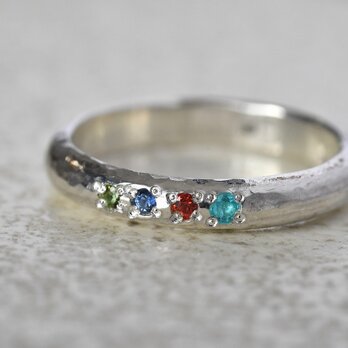 繋がる光の銀物語～グリーントルマリン・コーンフラワーサファイア・オレンジサファイア・パライバトルマリン～