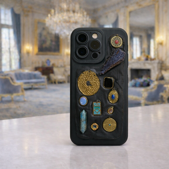 【神秘と守護】天然石×アンティークモチーフ 立体デザインスマホケース｜一点物
