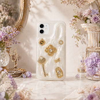 金運アップを願う開運・招財 iPhone・スマホケース 天然黄水晶×ゴールド 全機種対応