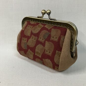 柿渋染め　ぷっくりがま口（角）26B7