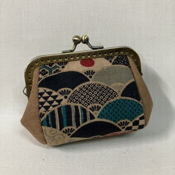 柿渋染め　ぷっくりがま口（角）26B9