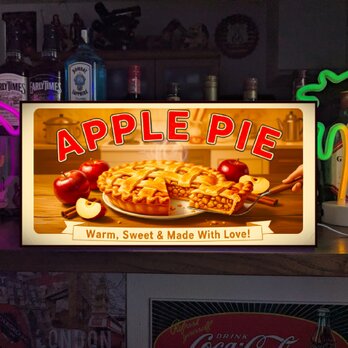 【オーダー無料】アップルパイ フルーツ 洋菓子 林檎 スイーツ レトロ 店舗 自宅 照明 ランプ 看板 置物 雑貨 ライトBOX