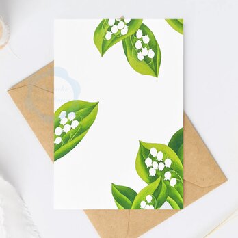 （81）スズランの水彩画のフレーム　ポストカード　3枚セット