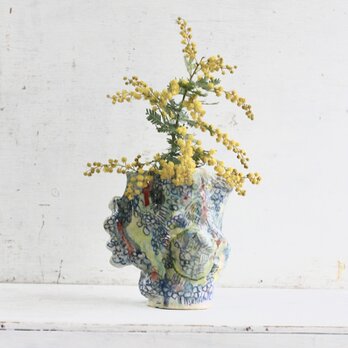 花瓶 「魚になる夢」手びねり陶芸 mmmmadepottery