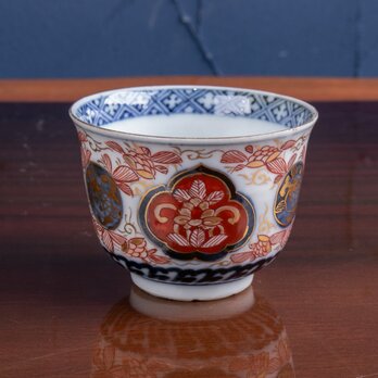 古伊万里 金襴手草花文 猪口 明治時代 (高台削れ有り) E2267B-2