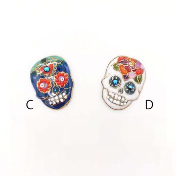 スカル（髑髏）の七宝焼ピンブローチ（ピンバッジ）C,D【受注制作】