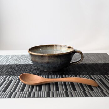 窯変ブルーのスープカップ　【手仕事　民藝　和　陶器】