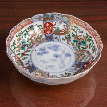 古伊万里 染錦鶴亀文 なます皿 明治時代 E1795A-2