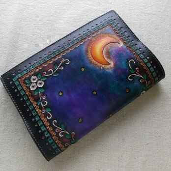 新書ブックカバー  牛革拭き染め