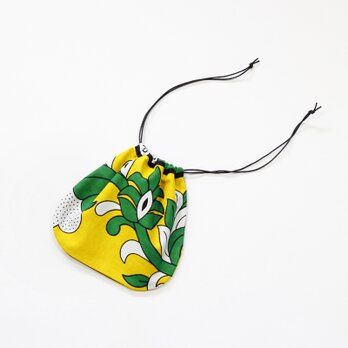 カンガの巾着袋（ボタニカル）インナーバッグ / 小物入れ / コップ袋 / 内袋