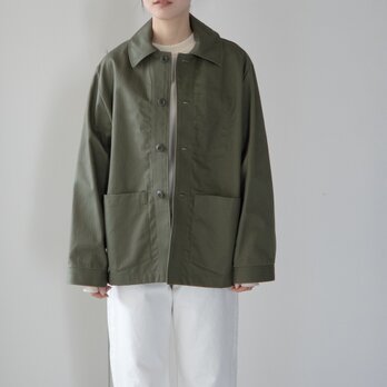 コットンヘリンボン/カバーオールジャケット/olive drab