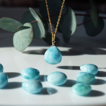 大粒ラリマーのマロンカット50cmスライドチェーンネックレス・金具変更可　～愛と平和の石