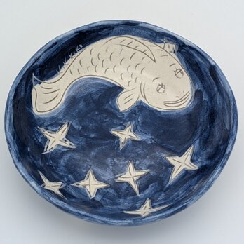 【Temoto】星降る夜の小鉢（中鉢）｜手描きの藍色ボウル