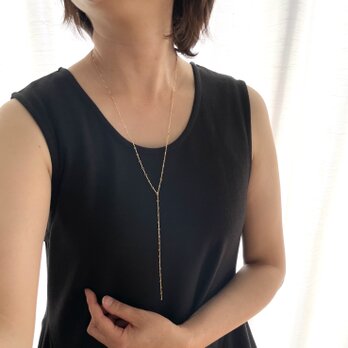 光をリレーする ✧ 14kgf バーチェーン Y字ロングネックレス｜マグネットクラスプ・ギフトボックス仕様