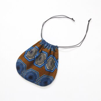 アフリカ布の巾着袋（ ハニカム ）インナーバッグ / 小物入れ / コップ袋 / 内袋