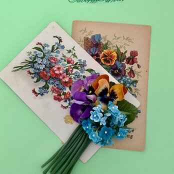 パンジーと勿忘草のコサージュ