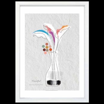 白い花瓶　花　送料無料 　イイネたのしいポスター　イラスト　ポスター　アートポスター　アート/sei検索新着順　4024