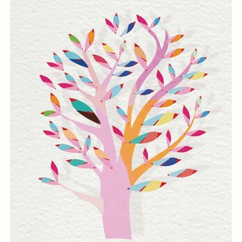 華やぐしあわせの木　送料無料 　イイネたのしいポスター　イラスト　ポスター　アートポスター　アート/sei検索新着順　3212