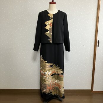 No.172ノースリーブワンピースとジャケット13号L〜L L留袖着物リメイク