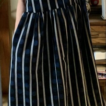 久留米絣反物からノースリーブギャザーワンピース