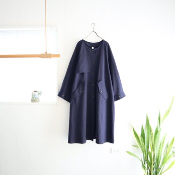 back gather sleeve trench coat (navy)