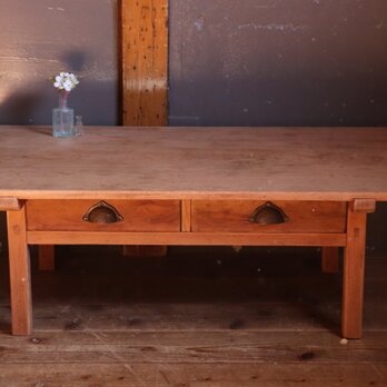 №125　木製文机　座机　作業机　アンティーク家具　テーブル　古道具　55512