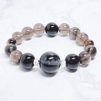 ✦1点限定✦揺るがない軸をつくる 天然石ブレスレット｜天眼石・オニキス・アイスオブシディアン No.836-1