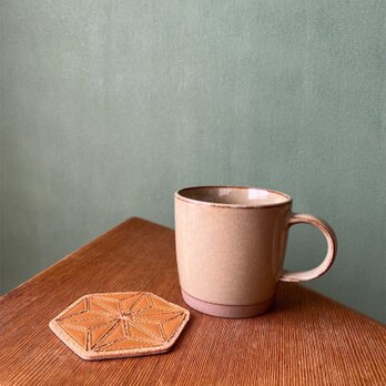 【本革】麻の葉コースター／キャメル