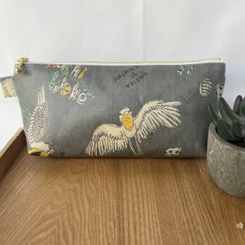 裏付き　ラミネートペンケース　ハシビロコウ