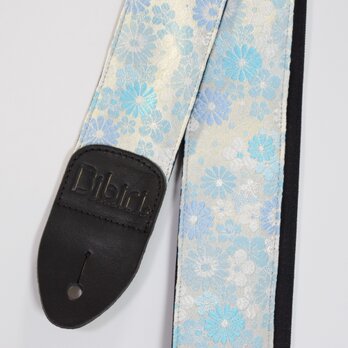 菊吹雪　帆布ギターストラップ（白）京都金襴