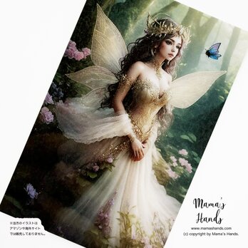 《森の王女フェアリー》☘️ 神秘的なドレスの妖精 スマホやお財布に入る スピリチュアル お守り イラスト カード プラスチック製