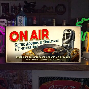 【オーダー無料】ON AIR オンエア レコード CD ラジオ レトロ 店舗 自宅 照明 看板 置物 雑貨 ライトBOX