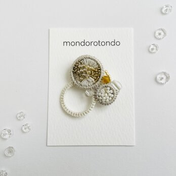 en ー縁ー ／ブローチ／Ｓ＋／ホワイト×ゴールドb002a