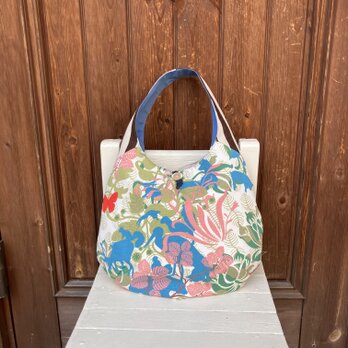 たまご型バッグ　ワンハンドル　植物と動物のシルエット