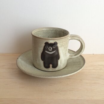 カップ＆ソーサー（ツキノワグマ・白マット筒）